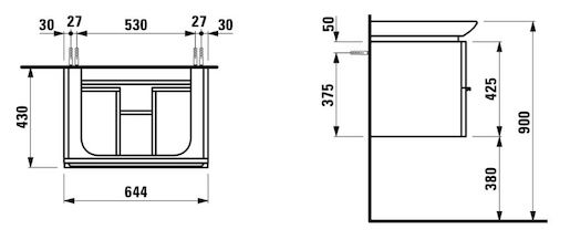Koupelnová skříňka pod umyvadlo Laufen Case 64,5 cm antracitový dub 0122.1.075.548.1