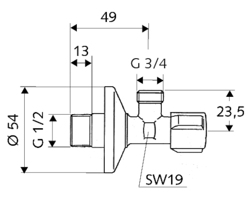 Schell COMFORT ventil pračkový 1/2" x 3/4" 033000699
