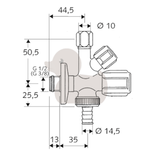 Schell COMFORT ventil kombinovaný 1/2" x 3/4" x 3/8" 035510699