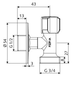 Pračkový ventil Schell Comfort 3/4" horní ovládání CR 05440