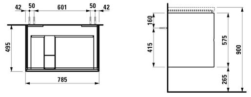 Koupelnová skříňka pod umyvadlo Laufen Palomba 78,5x47,5x57,5 cm bílá mat H4072021802201