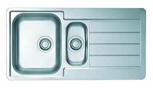 Nerezový jednodřez s odkapávačem s montáží na pracovní desku o rozměru 98x50 cm a hloubkou 16 cm. Vhodný pro montáž do skříňky o šířce 60 cm.
