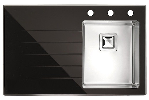 Jednodřez s odkapávačem černý s montáží na pracovní desku o rozměru 86x54 cm a hloubkou 20 cm. Vhodný pro montáž do skříňky o šířce 40 cm.