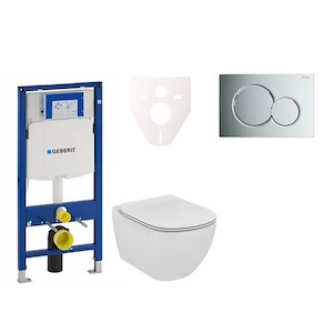 Cenově zvýhodněný závěsný WC set Geberit do lehkých stěn / předstěnová montáž+ WC Ideal Standard Tesi 111.300.00.5NE2