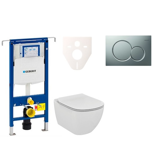 Cenově zvýhodněný závěsný WC set Geberit do lehkých stěn / předstěnová montáž+ WC Ideal Standard Tesi 111.355.00.5NE3