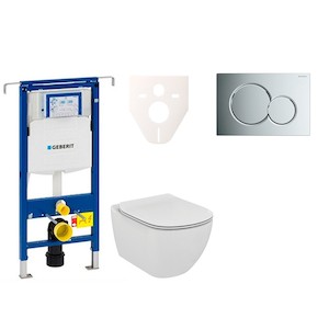 Cenově zvýhodněný závěsný WC set Geberit do lehkých stěn / předstěnová montáž+ WC Ideal Standard Tesi 111.355.00.5NF2