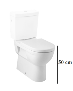 WC mísa kombi s hlubokým splachováním a odpadem Vario. Zvýšená výška 50 cm, délka mísy 70 cm.WC nádrž a WC sedátko není součástí výrobku.