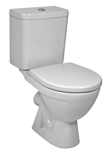 Kombi WC s hlubokým splachováním. Zadní odpad a spodní napouštění. Včetně nádrže s armaturou Dual Flush, splachovanou na 3 nebo 6 litrů vody.WC sedátko není součástí výrobku.