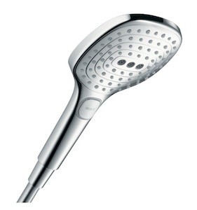 Ruční sprcha se 3 funkcemi s průměrem 120 mm. Průtok 9 litrů/minutu. V zaobleném designu.