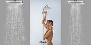Sprchový systém Hansgrohe Croma Select E na stěnu s termostatickou baterií bílá/chrom 27256400