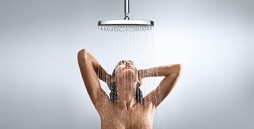 Hlavová sprcha Hansgrohe Raindance Select E strop včetně sprchového ramena bílá/chrom 27384400