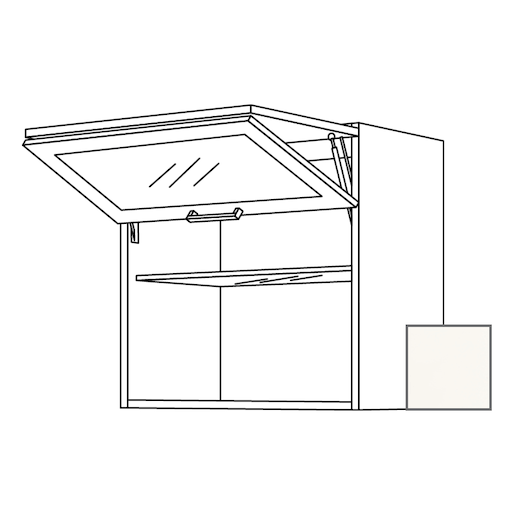 Kuchyňská skříňka Naturel ERIKA24 horní 90 cm zlamovací, bílá lesk, sklo 450.WFLG9001