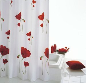 Sprchový závěs Sapho Mohn 180x200 cm, polyester, červenobílá 47800