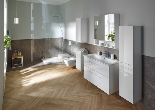 Koupelnová skříňka s umyvadlem Geberit Selnova 100x50,2x65,2 cm bílá lesk 501.244.00.1