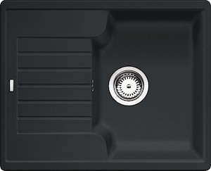 Granitový jednodřez s odkapávačem antracitový s montáží na pracovní desku o rozměru 61,5x50 cm a hloubkou 19 cm. Vhodný pro montáž do skříňky o šířce 40 cm.