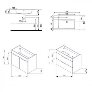 Koupelnová skříňka s umyvadlem Jika Cube 80x43x62,2 cm dub tmavý H4537521763021