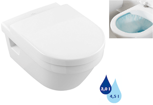 Vysoce kvalitní řešení pro všechny projekty koupelen. Úsporné a vysoce hygienické WC se zadním odpadem, s hlubokým splachováním, s otevřeným vnitřním okrajem se systémem AQUAREDUCT, kdy spotřeba vody je jen 3/4,5 l vody.WC sedátko není součástí výrobku.