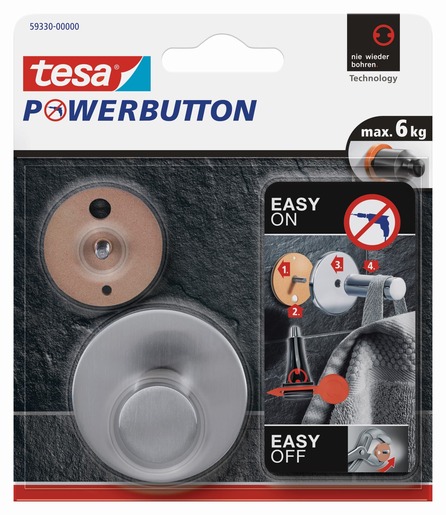 Háček Tesa PowerButton kartáčovaná ocel 59330-00000-01