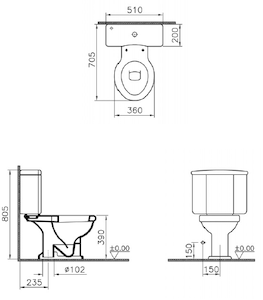 Stojící WC mísa kombi Vitra Ricordi, spodní odpad, 70,5cm 6275-003-0075