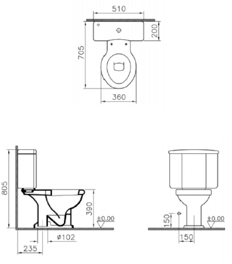 Stojící WC mísa kombi Vitra Ricordi, spodní odpad, 70,5cm 6275-003-0075