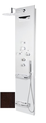 Sprchový panel Sapho Flat Oval na stěnu i do rohu s termostatickou baterií wenge 80620-0203