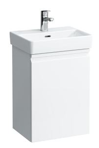 Závěsná koupelnová skříňka pod umyvadlo v bílé barvě s lesklým povrchem o rozměru 41,5x32,1x58 cm.