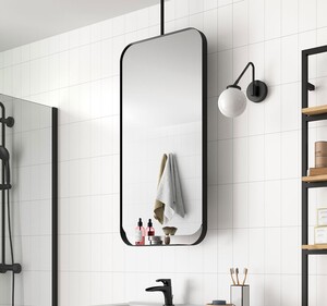Zrcadlo otočné s poličkou Salgar 50x100 cm černá 83916