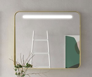 Zrcadlo s LED osvětlením s poličkou Apolo Salgar 80x70 cm zlatá 87856