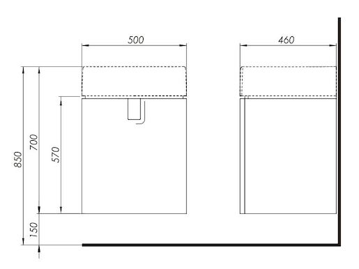 Koupelnová skříňka pod umyvadlo Kolo Twins 50x46x57 cm grafit stříbrný 89496000