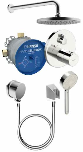 HANSA BLUEBOX - kompletní sprchová sestava s termostatickou baterií, v kulatém designu.