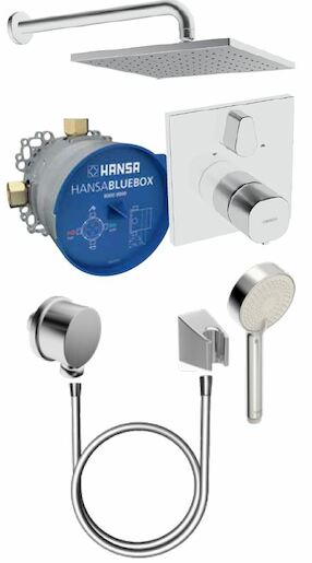 HANSA BLUEBOX - kompletní sprchová sestava s termostatem, v hranatém designu.