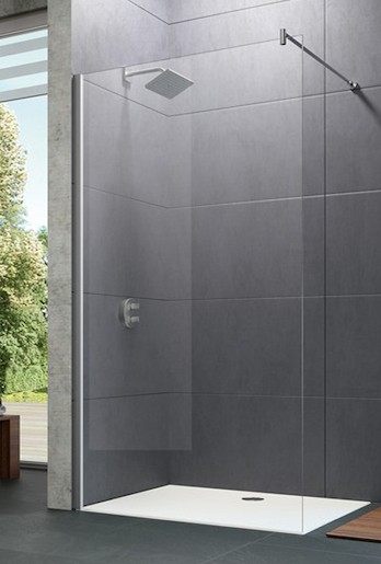 Boční stěna samostatně stojící Design pure, šířka 120 cm x výška 200cm, profil lesklý chrom, sklo čiré Antiplaque