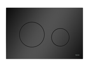 TECEloop je plastové ovládací tlačítko pro WC na dvě množství spláchnutí v moderní černé matné barvě.