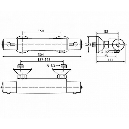 Sprchová baterie Ideal Standard CeraTherm 50 150 mm chrom A6367AA