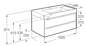 Koupelnová skříňka s umyvadlem Roca Inspira 100x49,8x55,4 cm dub A851077402