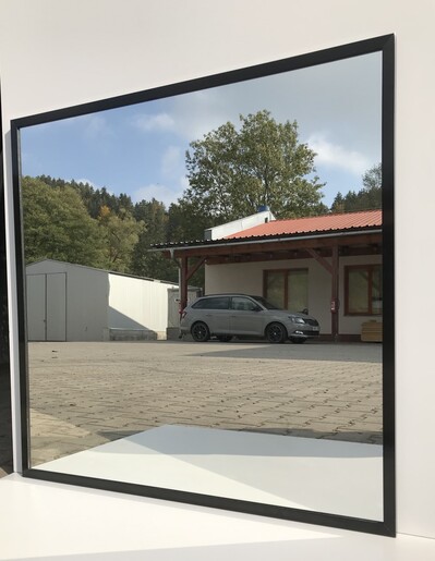 Zrcadlo Naturel Oxo v černém rámu, 80x80 cm, ALUZ8080C