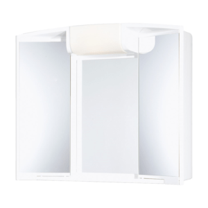 Zrcadlová skříňka se zásuvkou o rozměru 59x50x15 cm. Galerka má 2 poličky.