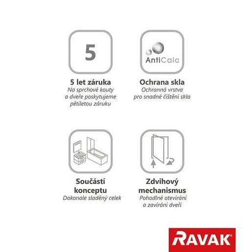 Sprchový kout RAVAK CRV2-90 bright alu+Transparent 1QV70C00Z1