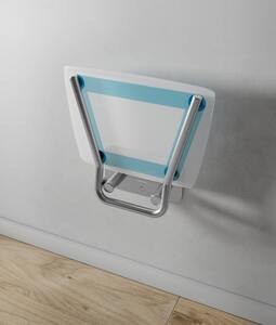 Sprchové sedátko Ravak OVO B sklopné š. 36 cm průsvitně bílá/modrá B8F0000055
