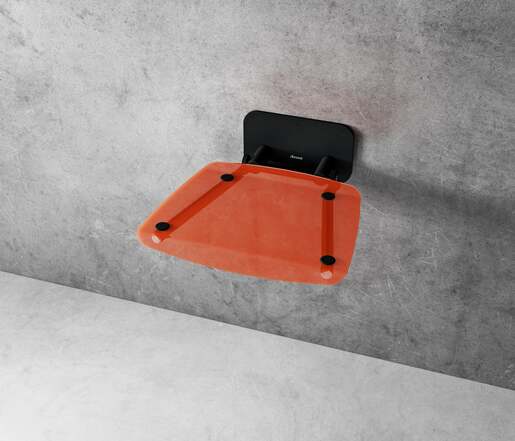 Sprchové sedátko Ravak OVO B sklopné š. 36 cm oranžová/černá B8F0000061
