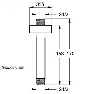 Přívod od stropu Ideal Standard Idealrain 15 cm B9446AA