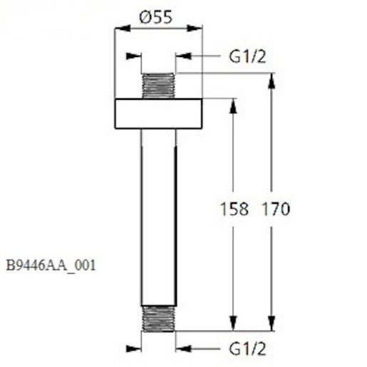 Přívod od stropu Ideal Standard Idealrain 15 cm B9446AA