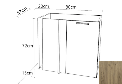 Kuchyňská skříňka rohová spodní Naturel Gia 80 cm dub BC8072DT