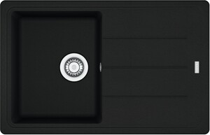 Granitový jednodřez s odkapávačem černý s montáží na pracovní desku o rozměru 78x50 cm a hloubkou 20 cm. Vhodný pro montáž do skříňky o šířce 45 cm.