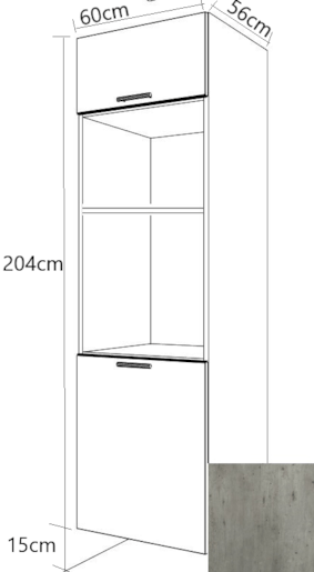 Kuchyňská skříňka pro troubu a mikrovlnnou troubu vysoká Naturel Gia 60 cm beton BOM60214BE