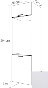 Kuchyňská skříňka pro troubu a mikrovlnnou troubu vysoká Naturel Gia 60 cm bílá mat BOM60214BM