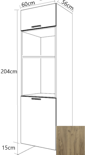 Kuchyňská skříňka pro troubu a mikrovlnnou troubu vysoká Naturel Gia 60 cm dub BOM60214DT