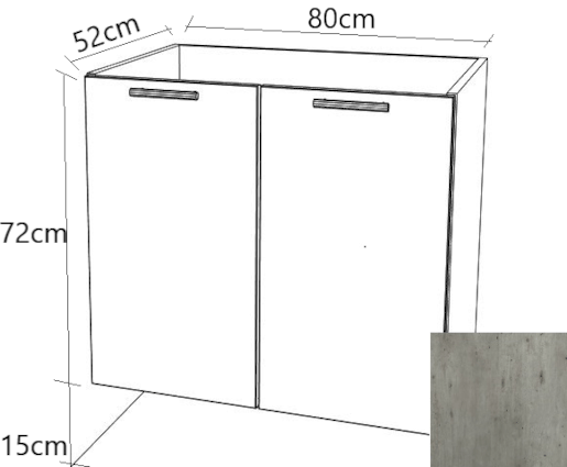 Kuchyňská skříňka dřezová spodní Naturel Gia 80 cm beton BS8072BE