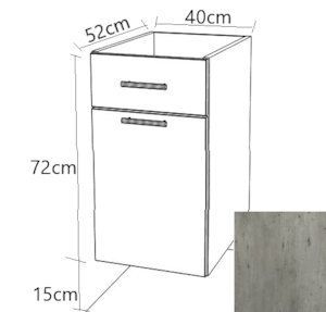 Kuchyňská skříňka zásuvková spodní Naturel Gia 40x72 cm beton BZ14072BE