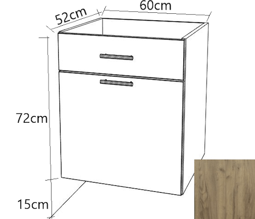 Kuchyňská skříňka zásuvková spodní Naturel Gia 60 cm dub BZ16072DT